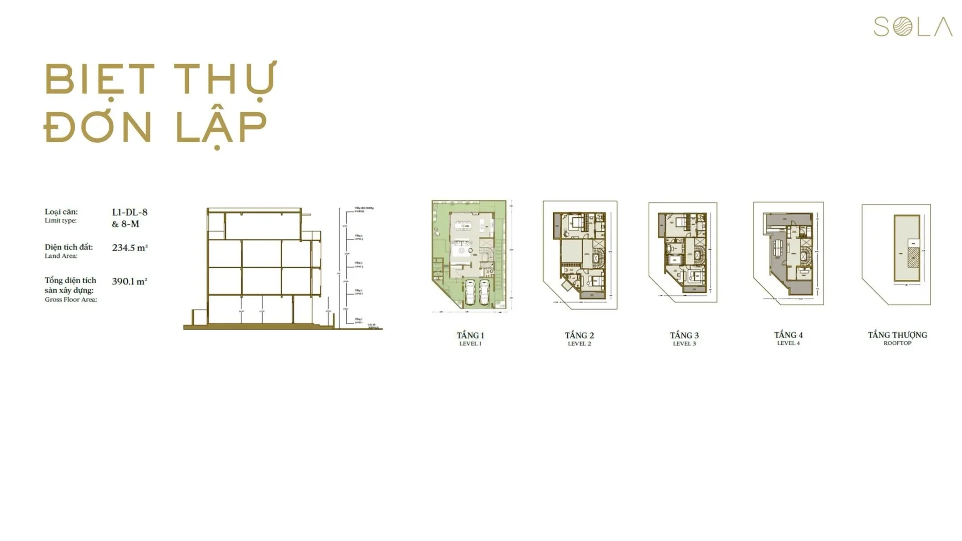 Layout biệt thự đơn lập Sola Villa